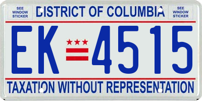 DC license plate EK4515
