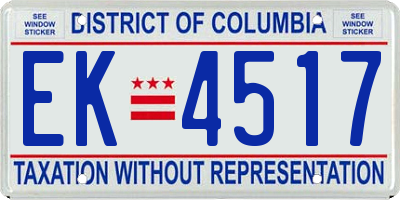 DC license plate EK4517