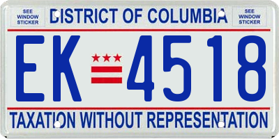 DC license plate EK4518