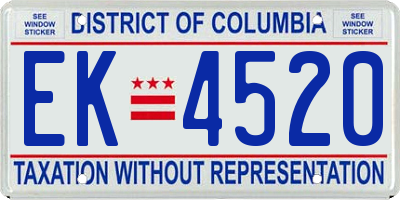 DC license plate EK4520