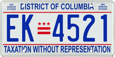 DC license plate EK4521