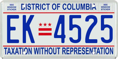 DC license plate EK4525