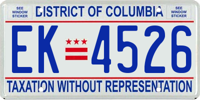 DC license plate EK4526