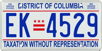 DC license plate EK4529