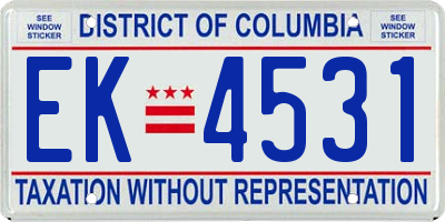 DC license plate EK4531