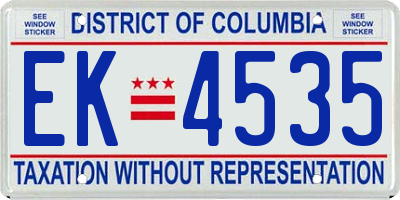 DC license plate EK4535