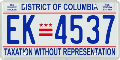 DC license plate EK4537