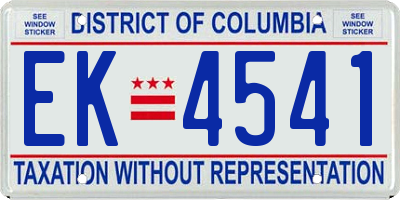 DC license plate EK4541