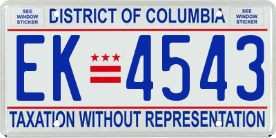 DC license plate EK4543