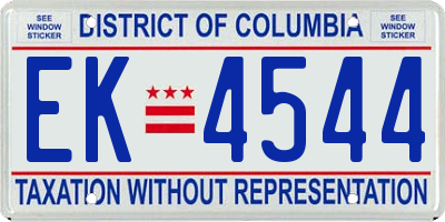 DC license plate EK4544