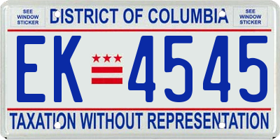 DC license plate EK4545