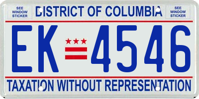 DC license plate EK4546