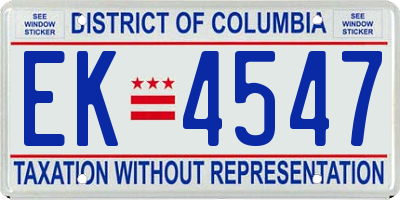 DC license plate EK4547