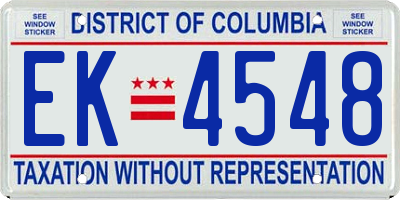 DC license plate EK4548