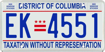 DC license plate EK4551