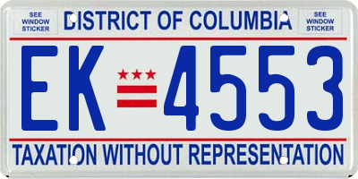 DC license plate EK4553