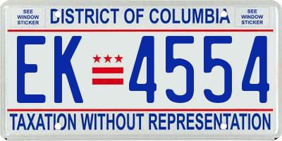 DC license plate EK4554