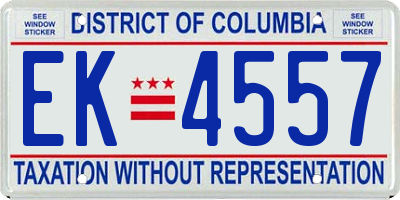 DC license plate EK4557