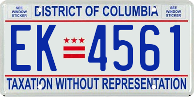 DC license plate EK4561