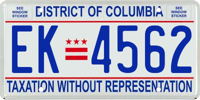 DC license plate EK4562