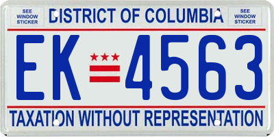 DC license plate EK4563