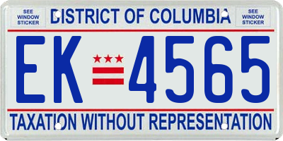 DC license plate EK4565