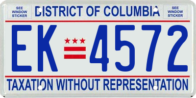 DC license plate EK4572