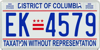 DC license plate EK4579