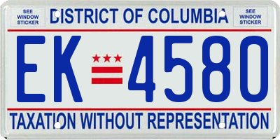 DC license plate EK4580