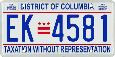 DC license plate EK4581