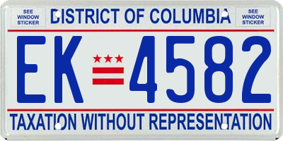 DC license plate EK4582