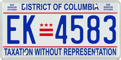 DC license plate EK4583