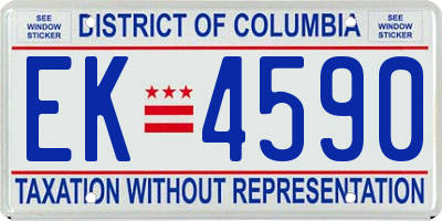 DC license plate EK4590