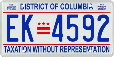 DC license plate EK4592