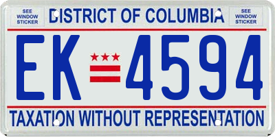 DC license plate EK4594