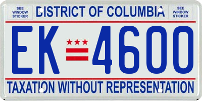 DC license plate EK4600