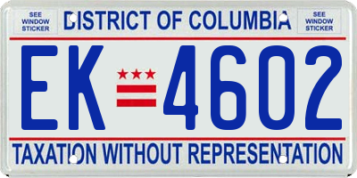 DC license plate EK4602