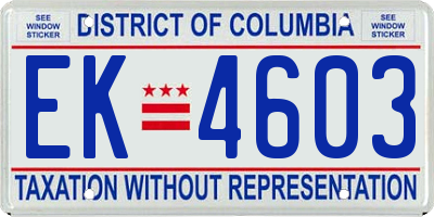 DC license plate EK4603