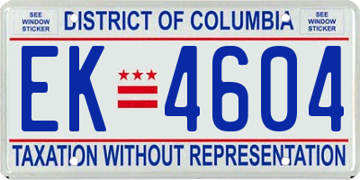 DC license plate EK4604