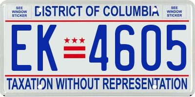 DC license plate EK4605