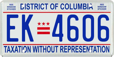 DC license plate EK4606