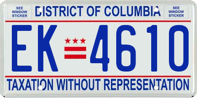 DC license plate EK4610