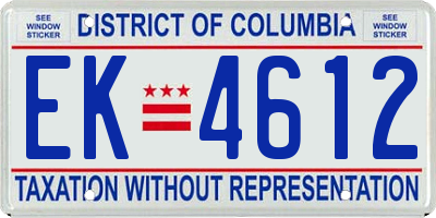 DC license plate EK4612