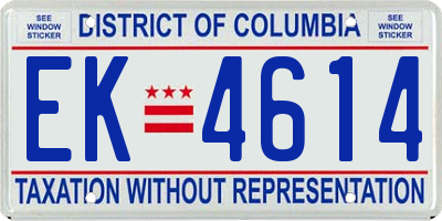 DC license plate EK4614