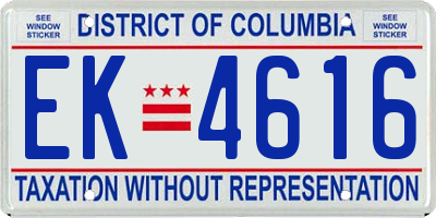 DC license plate EK4616