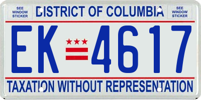 DC license plate EK4617