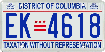 DC license plate EK4618