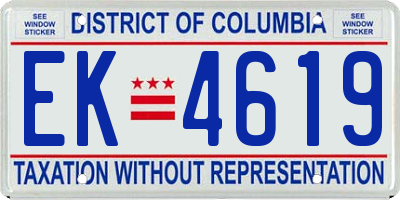 DC license plate EK4619