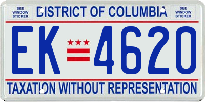 DC license plate EK4620