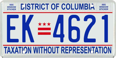 DC license plate EK4621